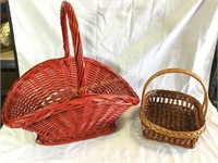 Two wicker baskets one large one small