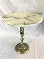 White Marble top brass side table/plant stand