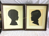 Boy and girl silhouette framed and matted