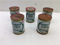 Vtg Quaker State Superblend Metal Oil Cans (5)