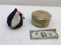 Onyx Jar & Leather Marble Pouch