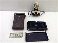 (2) Vtg Cameras  B-4 Kodak Folding Pocket