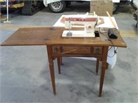 Sewing machine with cabinet & mirror