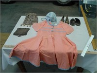 Shirley Temple dress & silver chain purse