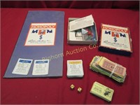 Vintage Monopoly Game w/ Wooden Houses,