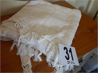 HAND CROCHETED TABLECLOTH / COVERLET  68 X 90