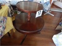DUNCAN PHYFE TWO TIER DRUM TABLE   29 X  24