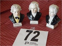 SET OF THREE COMPOSER FIGURINES  MADE IN GERMANY