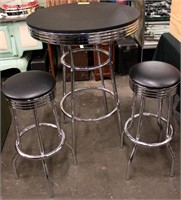 Retro Bar/Pub Chrome Table and Two Chairs