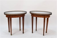 PAIR OF LOUIS XVI STYLE MARBLE TOP SIDE TABLES