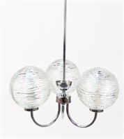 ITALIAN CHROME & GLASS MODERN CHANDELIER