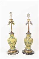 PAIR OF CHAMPLEVE ENAMEL LAMPS