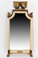 PAINTED & GILT MIRROR W/ HORSE CREST