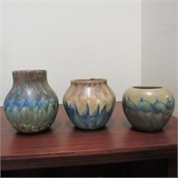 3 Pcs Peters & Reed Landsun Art Pottery Vases