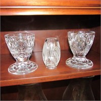 3pc Waterford Crystal Vase Frosted & Pair
