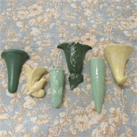 6 Art Pottery Wall Pockets including Peters & Reed