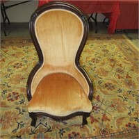 Antique Carved Frame Victorian Slipper Chair on