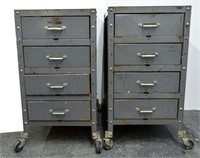 PAIR OF INDUSTRIAL ROLLING METAL CABINETS