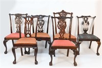 (6) LATE 19TH C. ENGLISH CHIPPENDALE CHAIRS