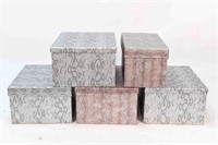 CARLO RAMPAZZI (5) METALLIC FAUX SNAKESKIN BOXES