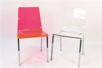 (2) LUCITE & CHROME CHAIRS