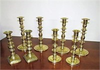 4 Sets Brass Candle Sticks including (2) 19th Cent