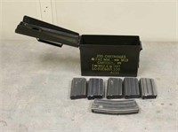 (6) AR-15, 5.56/.223 Magazines & Ammo Box