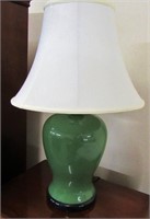 Pair Celadon Green Lamps w/ Shades 28"h