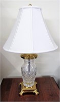 Pair 27" Waterford Crystal Lamps w/ Heavy Brass