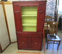 antique red painted kitchen cabinet (5.5ft tall)