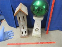 butterfly house & gazing ball on stand