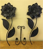 DECORATIVE STEEL FLOWERS & CANDLE STICK