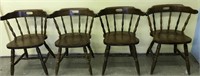 4 SOLID WOODEN BARREL BACK CHAIRS
