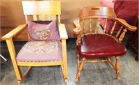 Needle Point Rocking Chair & Single Wood Chair