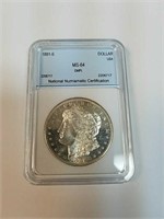 1881-S Morgan Dollar MS 64 dmpl Graded