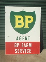 BP agent Farm service enamel sign approx 4 x 3 ft