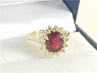 2.79 CTW NATURAL RUBY AND DIAMOND 18K GOLD RING