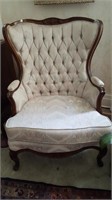 2 Wing back chairs with 1 matching footstool