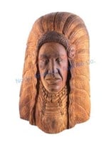 Hand Carved Wooden Cigar Store Indian Bust