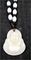 Oriental Stone Carved White Buddha Necklace