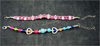 2 Oriental Polished Colored Stone Bracelets Lot