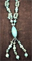 Vintage Blue Turquoise Color Fancy Bead Necklace