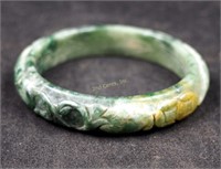 Oriental Carved Green Jade ? Stone Bracelet