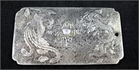 Vintage Oriental Carved Silver Paper Weight Bar