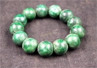 Vintage Green Stone Jade ? Bead Bracelet