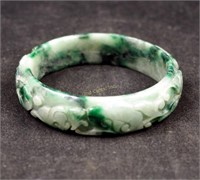 Oriental Carved Green Jade ? Stone Bracelet