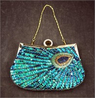 Vintage  Peacock Sequin Evening Hand Bag