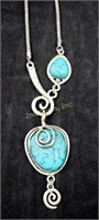 Turquoise Color Silver Necklace & Bracelet
