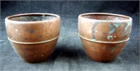 2 Vintage Solid Copper 3"  Small Flower Pots