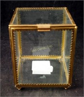 Vintage 5 1/2" Square Glass & Brass Display Cube